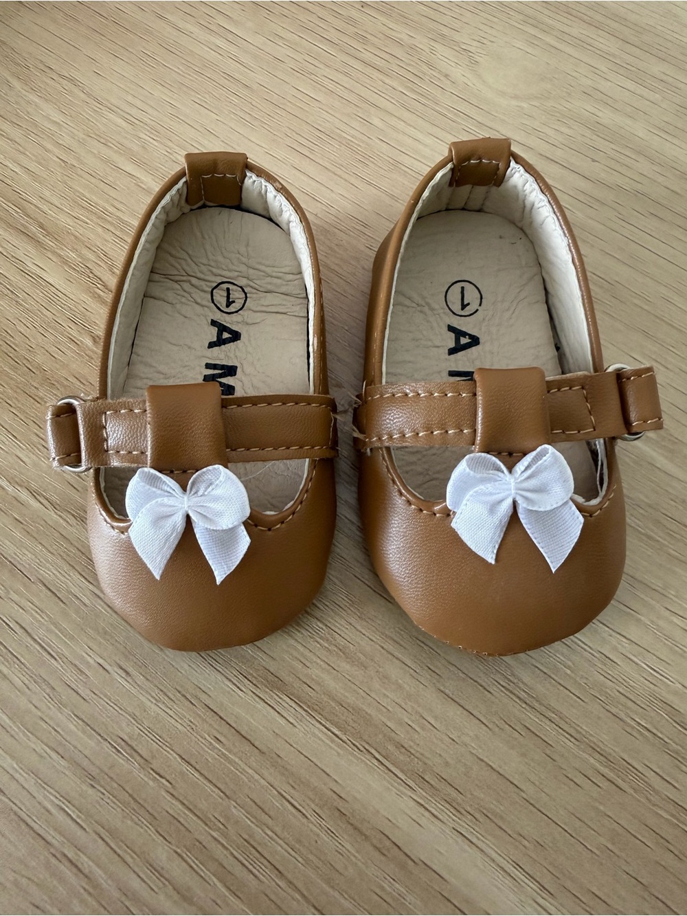 Classic Brown Mary Jane Baby Shoes with White Bow
